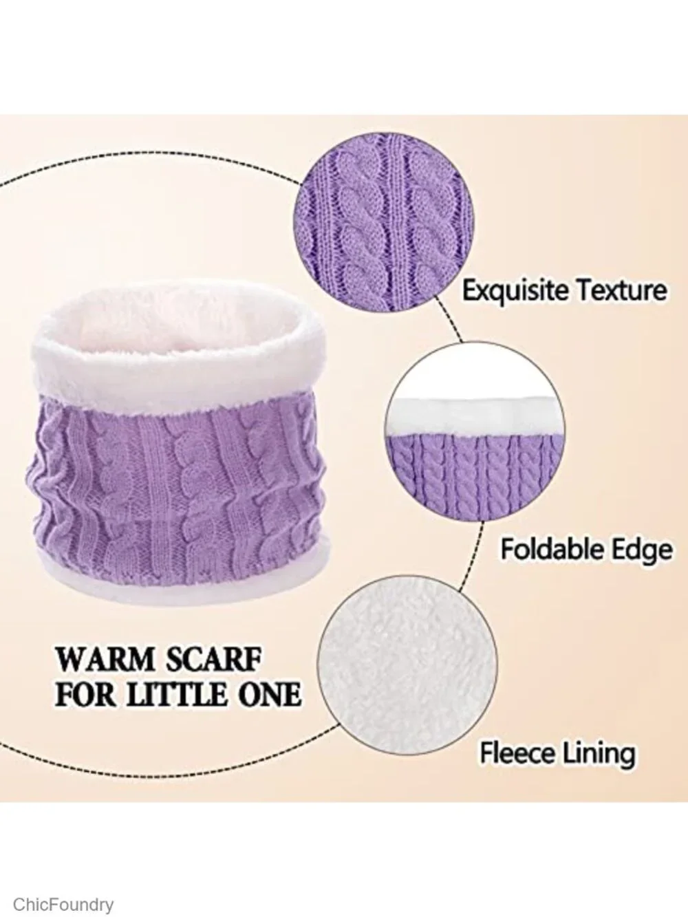 Kids Winter Beanie Hat Scarf Gloves Set with Fleece Lining